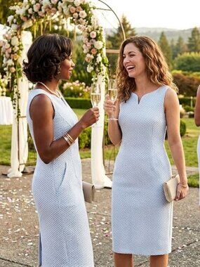 Brooks Brothers Chic Light Blue & White Sheath Dress